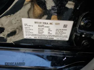 2022 Tesla Model S Plaid with VIN 5YJSA1E69NF460808, listed as a Copart auction lot 55181095 with 12,836 mi miles and Salvage Title. Bid and sale history available at DreamBid. Image 13.