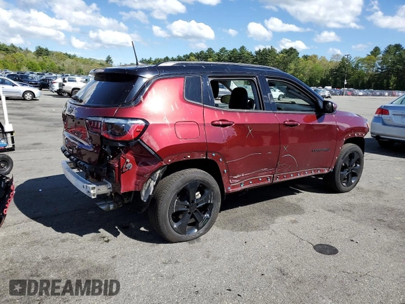 2021 Jeep Compass Altitude with VIN 3C4NJDBB8MT557658, listed as a Copart auction lot 55430545 with 53,691 mi miles and Salvage title. Bid and sale history available at DreamBid. Image 3.