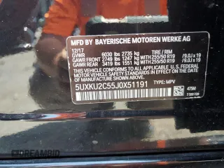 2018 BMW X6 xDrive35i with VIN 5UXKU2C55J0X51191, listed as a Copart auction lot 63567013 with 58,144 mi miles. Bid and sale history available at carsss.com. Image 13.