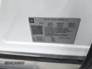 2020 Chevrolet Traverse Premier with VIN 1GNEVKKWXLJ120947, listed as a IAAI auction lot 42078271 with 123,911 mi miles. Bid and sale history available at carsss.com. Image 9.