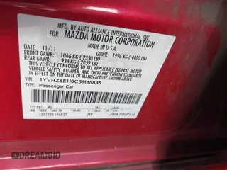2012 Mazda 6 i Touring Plus z VIN 1YVHZ8EH6C5M15895, wystawiony jako IAAI lot #42501260 z przebiegiem 285 513 mil mil oraz . Historia ofert i sprzedaży dostępna na DreamBid. Obrazek 9.