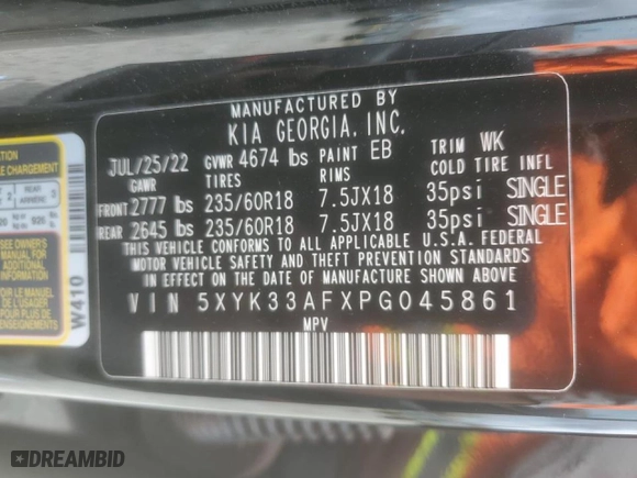 2023 Kia Sportage EX with VIN 5XYK33AFXPG045861, listed as a Copart auction lot 48377675 with 106,453 mi miles and Non Repairable. Bid and sale history available at carsss.com. Image 13.
