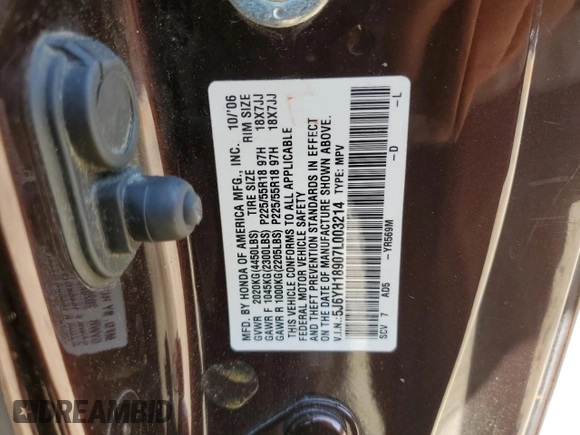 2007 Honda Element SC with VIN 5J6YH18907L003214, listed as a Copart auction lot 53550175 with 274,479 mi miles and Salvage Title. Bid and sale history available at DreamBid. Image 13.