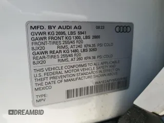 2024 Audi Q5 S line Premium Plus with VIN WA1E2AFY5R2005452, listed as a Copart auction lot 47797665 with 12,735 mi miles and Salvage title. Bid and sale history available at DreamBid. Image 16.
