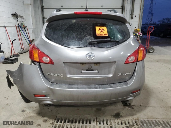 2009 Nissan Murano S with VIN JN8AZ18W49W159353, listed as a Copart auction lot 85273114 with 121,820 mi miles and Salvage Title. Bid and sale history available at carsss.com. Image 6.