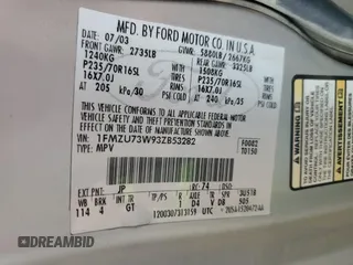 2003 Ford Explorer XLT with VIN 1FMZU73W93ZB53282, listed as a Copart auction lot 81364904 with 134,113 mi miles and Salvage title. Bid and sale history available at DreamBid. Image 13.