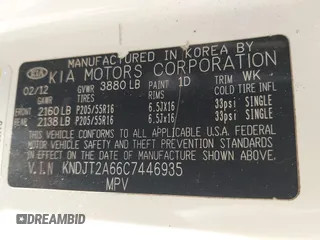 2012 Kia Soul + with VIN KNDJT2A66C7446935, listed as a IAAI auction lot 42093428 with 122,917 mi miles and . Bid and sale history available at DreamBid. Image 9.