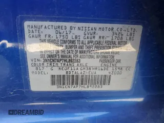 2017 Nissan Versa S Plus with VIN 3N1CN7AP7HL892283, listed as a Copart auction lot 61260695 with 193,544 mi miles and Salvage title. Bid and sale history available at DreamBid. Image 12.