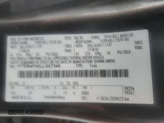 2020 Ford Ranger XL z VIN 1FTER4FH6LLA67348, wystawiony jako Copart lot #54106815 z przebiegiem 83 052 mil mil oraz Szkoda całkowita • Salvage title. Historia ofert i sprzedaży dostępna na DreamBid. Obrazek 12.