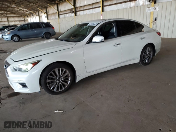2018 Infiniti Q50 2.0t LUXE with VIN JN1CV7AP1JM241095, listed as a Copart auction lot 41470445 with 68,929 mi miles and Salvage Title. Bid and sale history available at carsss.com. Image 1.