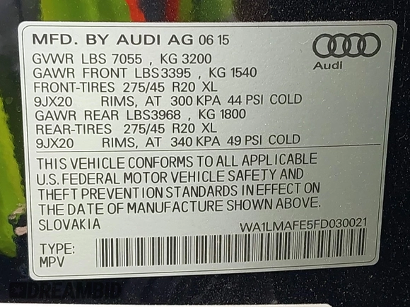 2015 Audi Q7 Premium Plus z VIN WA1LMAFE5FD030021, wystawiony jako IAAI lot #42627531 z przebiegiem 137 454 mil mil oraz . Historia ofert i sprzedaży dostępna na DreamBid. Obrazek 9.