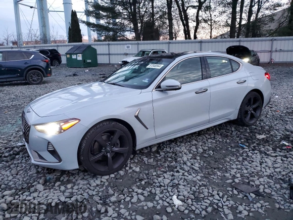 2019 Genesis G70 Advanced with VIN KMTG44LA7KU021455, listed as a Copart auction lot 87048564 with 94,429 mi miles and Salvage title. Bid and sale history available at DreamBid. Image 1.