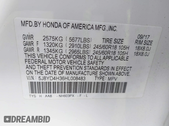 2017 Acura MDX with VIN 5J8YD4H36HL008483, listed as a IAAI auction lot 41404900 with 89,934 mi miles. Bid and sale history available at carsss.com. Image 9.