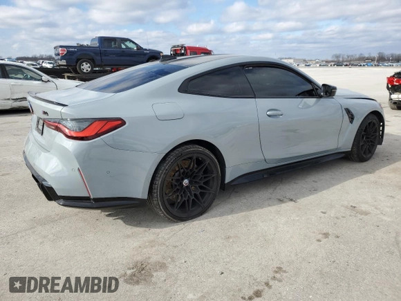 2023 BMW M4 Competition xDrive with VIN WBS43AZ01PCM53210, listed as a Copart auction lot 82760343 with 0 mi miles. Bid and sale history available at carsss.com. Image 3.