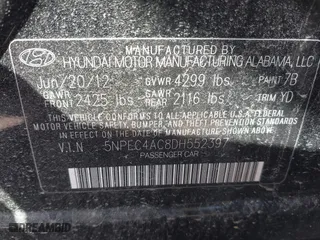2013 Hyundai Sonata SE with VIN 5NPEC4AC8DH552397, listed as a IAAI auction lot 42055737 with 164,384 mi miles. Bid and sale history available at carsss.com. Image 9.