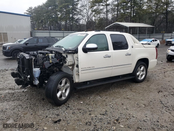 2013 Chevrolet Avalanche LTZ with VIN 3GNMCGE05DG142332, listed as a Copart auction lot 41986565 with 159,086 mi miles and Salvage Title. Bid and sale history available at carsss.com. Image 1.