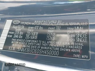 2025 Hyundai Tucson SEL with VIN 5NMJB3DE0SH450000, listed as a IAAI auction lot 41617283 with 6,920 mi miles. Bid and sale history available at carsss.com. Image 9.