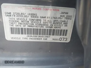 2006 Mitsubishi Lancer ES with VIN JA3AJ26E36U013907, listed as a IAAI auction lot 41722047 with 248,768 mi miles. Bid and sale history available at carsss.com. Image 9.