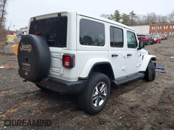 2021 Jeep Wrangler Unlimited Sahara with VIN 1C4HJXEG6MW751752, listed as a IAAI auction lot 41104960 with 47,460 mi miles and . Bid and sale history available at DreamBid. Image 4.
