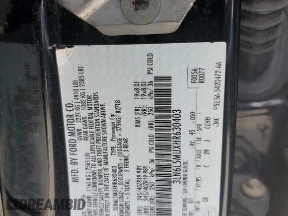 2017 Lincoln MKZ Hybrid Reserve с VIN 3LN6L5MUXHR630403, выставлен на аукционе Copart как лот 59008205 с пробегом 227 501 миль миль и Списание • Salvage title. История ставок и продаж доступна на DreamBid. Изображение 12.