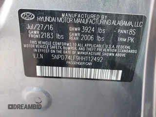 2017 Hyundai Elantra SE z VIN 5NPD74LF9HH112492, wystawiony jako IAAI lot #42083796 z przebiegiem 142 877 mil mil oraz . Historia ofert i sprzedaży dostępna na DreamBid. Obrazek 9.