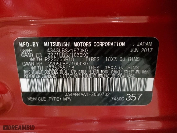 2017 Mitsubishi Outlander Sport SEL 2.4 with VIN JA4AR4AW1HZ060732, listed as a Copart auction lot 47744875 with 21,639 mi miles and Salvage Title. Bid and sale history available at carsss.com. Image 14.