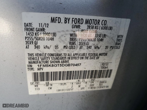 2013 Ford Explorer Sport with VIN 1FM5K8GT5DGB70457, listed as a Copart auction lot 52159685 with 151,673 mi miles and Clean Title. Bid and sale history available at carsss.com. Image 13.