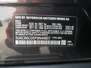 2023 BMW X5 xDrive40i with VIN 5UXCR6C05P9N44807, listed as a Copart auction lot 51568483 with 22,735 mi miles. Bid and sale history available at carsss.com. Image 13.