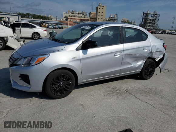 2022 Mitsubishi Mirage ES z VIN ML32FUFJ0NHF05453, wystawiony jako Copart lot #53673125 z przebiegiem 50 565 mil mil oraz Szkoda całkowita • Salvage title. Historia ofert i sprzedaży dostępna na DreamBid. Obrazek 1.