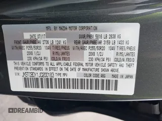 2018 Mazda CX-9 Grand Touring with VIN JM3TCBDY1J0200183, listed as a IAAI auction lot 42408132 with 69,023 mi miles and . Bid and sale history available at DreamBid. Image 9.