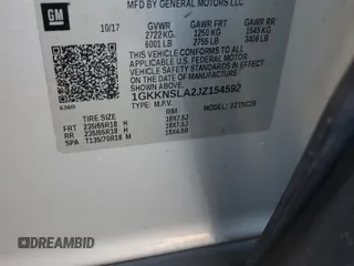 2018 GMC Acadia SLE with VIN 1GKKNSLA2JZ154592, listed as a Copart auction lot 45268085 with 118,369 mi miles and Salvage Title. Bid and sale history available at DreamBid. Image 13.