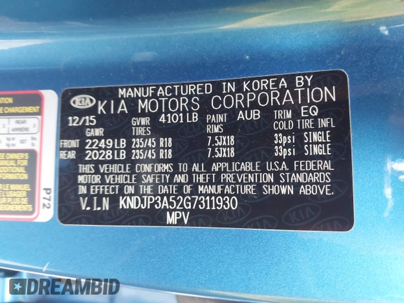 2016 Kia Soul + with VIN KNDJP3A52G7311930, listed as a IAAI auction lot 41615115 with 106,945 mi miles. Bid and sale history available at carsss.com. Image 9.