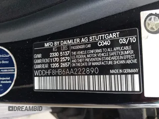 2010 Mercedes-Benz E 350 Luxury with VIN WDDHF8HB6AA222890, listed as a IAAI auction lot 42167926 with 183,973 mi miles and . Bid and sale history available at DreamBid. Image 9.