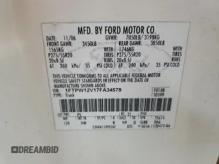2007 Ford F-150 XLT z VIN 1FTPW12V17FA34578, wystawiony jako Copart lot #52504705 z przebiegiem 229 617 mil mil oraz Szkoda całkowita • Salvage title. Historia ofert i sprzedaży dostępna na DreamBid. Obrazek 14.