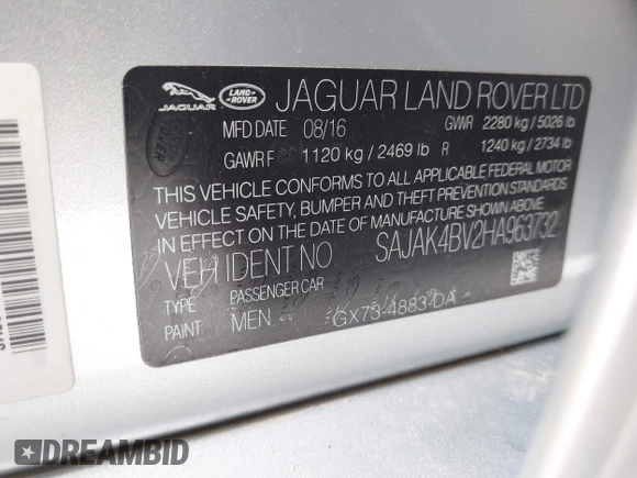 2017 Jaguar XE 35t Prestige z VIN SAJAK4BV2HA963732, wystawiony jako IAAI lot #42275319 z przebiegiem 32 600 mil mil oraz . Historia ofert i sprzedaży dostępna na DreamBid. Obrazek 9.