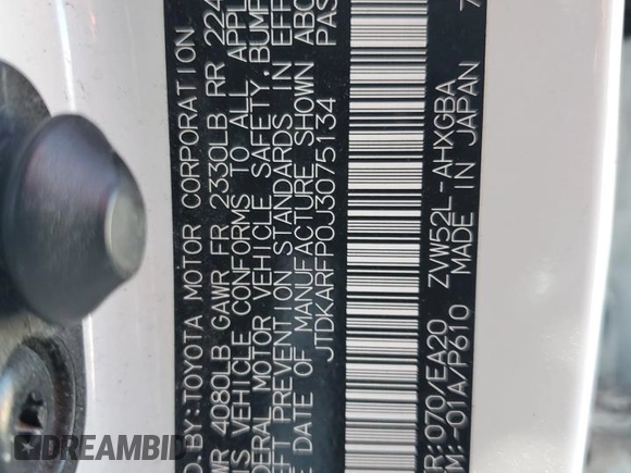 2018 Toyota Prius Plus with VIN JTDKARFP0J3075134, listed as a Copart auction lot 52545625 with 169,154 mi miles and Salvage Title. Bid and sale history available at DreamBid. Image 13.