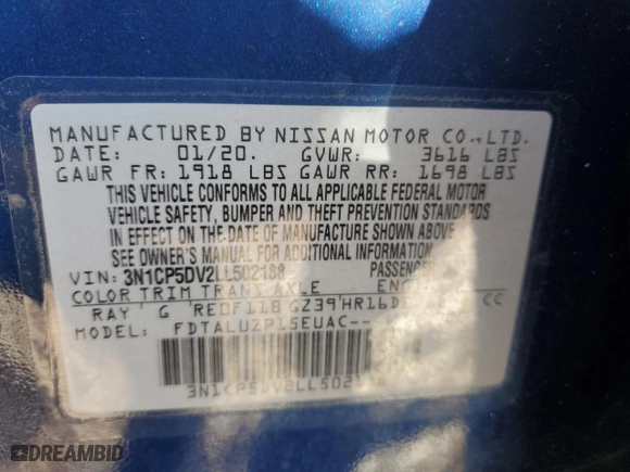 2020 Nissan Kicks SR with VIN 3N1CP5DV2LL502188, listed as a Copart auction lot 88006125 with 51,417 mi miles and Salvage Title. Bid and sale history available at carsss.com. Image 14.