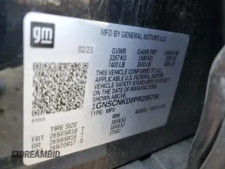 2023 Chevrolet Tahoe LT z VIN 1GNSCNKD8PR298758, wystawiony jako Copart lot #49413555 z przebiegiem 41 734 mil mil oraz Czysty tytuł • Clean title. Historia ofert i sprzedaży dostępna na DreamBid. Obrazek 13.