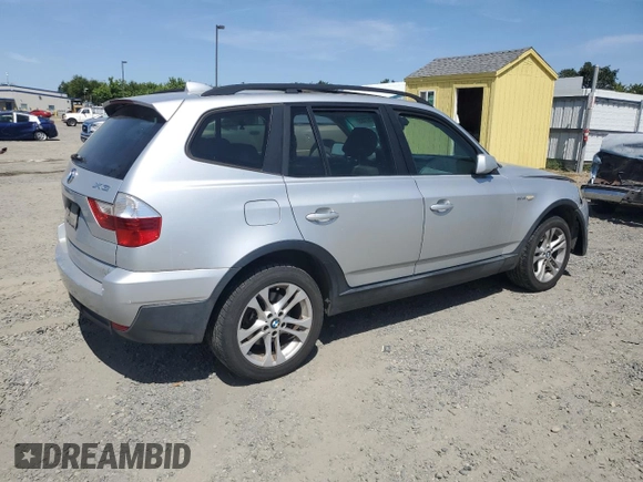 2007 BMW X3 3.0si with VIN WBXPC93437WF14205, listed as a Copart auction lot 59057185 with 205,468 mi miles and Salvage title. Bid and sale history available at DreamBid. Image 3.