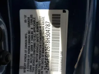 2008 Honda Civic Cpe LX with VIN 2HGFG12618H504787, listed as a Copart auction lot 49888925 with 180,617 mi miles and Salvage Title. Bid and sale history available at carsss.com. Image 15.