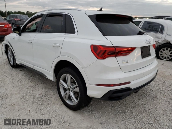 2021 Audi Q3 S line Premium with VIN WA1DECF37M1057375, listed as a Copart auction lot 70383672 with 17,095 mi miles. Bid and sale history available at carsss.com. Image 2.