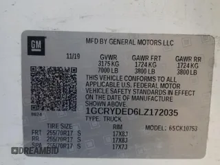 2020 Chevrolet Silverado 1500 LT with VIN 1GCRYDED6LZ172035, listed as a Copart auction lot 45418165 with 55,285 mi miles and Salvage Title. Bid and sale history available at carsss.com. Image 13.