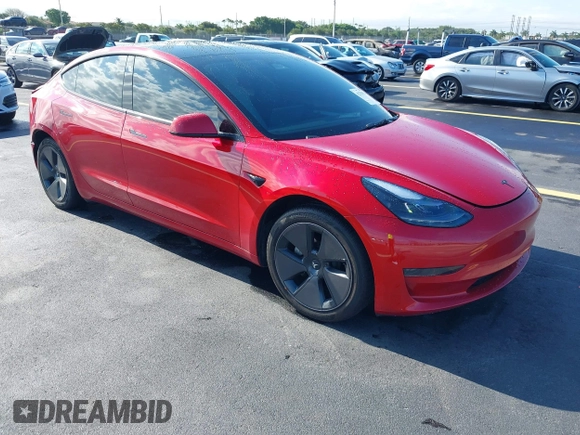 2023 Tesla Model 3 with VIN 5YJ3E1EA2PF588467, listed as a IAAI auction lot 42254921 with 11,217 mi miles and . Bid and sale history available at DreamBid. Image 1.