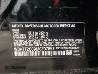 2021 BMW 7 Series 740i with VIN WBA7T2C09MCF07657, listed as a Copart auction lot 44993824 with 47,837 mi miles and Non repairable. Bid and sale history available at DreamBid. Image 13.