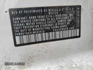 2020 Volkswagen Golf TSI z VIN 3VWG57AU3LM002074, wystawiony jako Copart lot #50687535 z przebiegiem 113 393 mil mil oraz Szkoda całkowita • Salvage title. Historia ofert i sprzedaży dostępna na DreamBid. Obrazek 13.