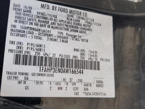 2010 Ford Focus S with VIN 1FAHP3EN0AW166544, listed as a Copart auction lot 46751725 with 96,749 mi miles and Salvage Title. Bid and sale history available at carsss.com. Image 14.
