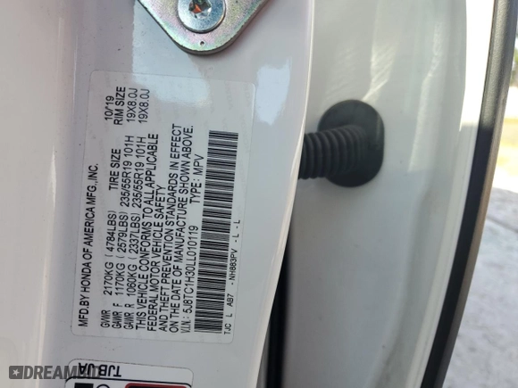 2020 Acura RDX with VIN 5J8TC1H30LL010119, listed as a Copart auction lot 78032884 with 78,326 mi miles and Salvage Title. Bid and sale history available at carsss.com. Image 13.