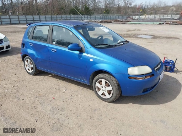 2005 Chevrolet Aveo LS with VIN KL1TD62605B410547, listed as a IAAI auction lot 41833279 with 190,861 mi miles. Bid and sale history available at carsss.com. Image 1.