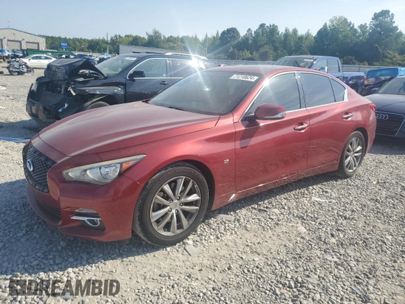 2015 Infiniti Q50 with VIN JN1BV7AP7FM340331, listed as a Copart auction lot 71218624 with 90,675 mi miles and Salvage title. Bid and sale history available at DreamBid. Image 1.