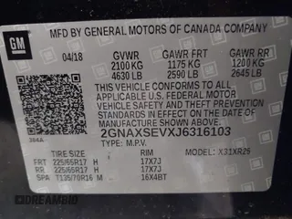 2018 Chevrolet Equinox LT z VIN 2GNAXSEVXJ6316103, wystawiony jako IAAI lot #42181425 z przebiegiem 67 552 mil mil oraz . Historia ofert i sprzedaży dostępna na DreamBid. Obrazek 9.
